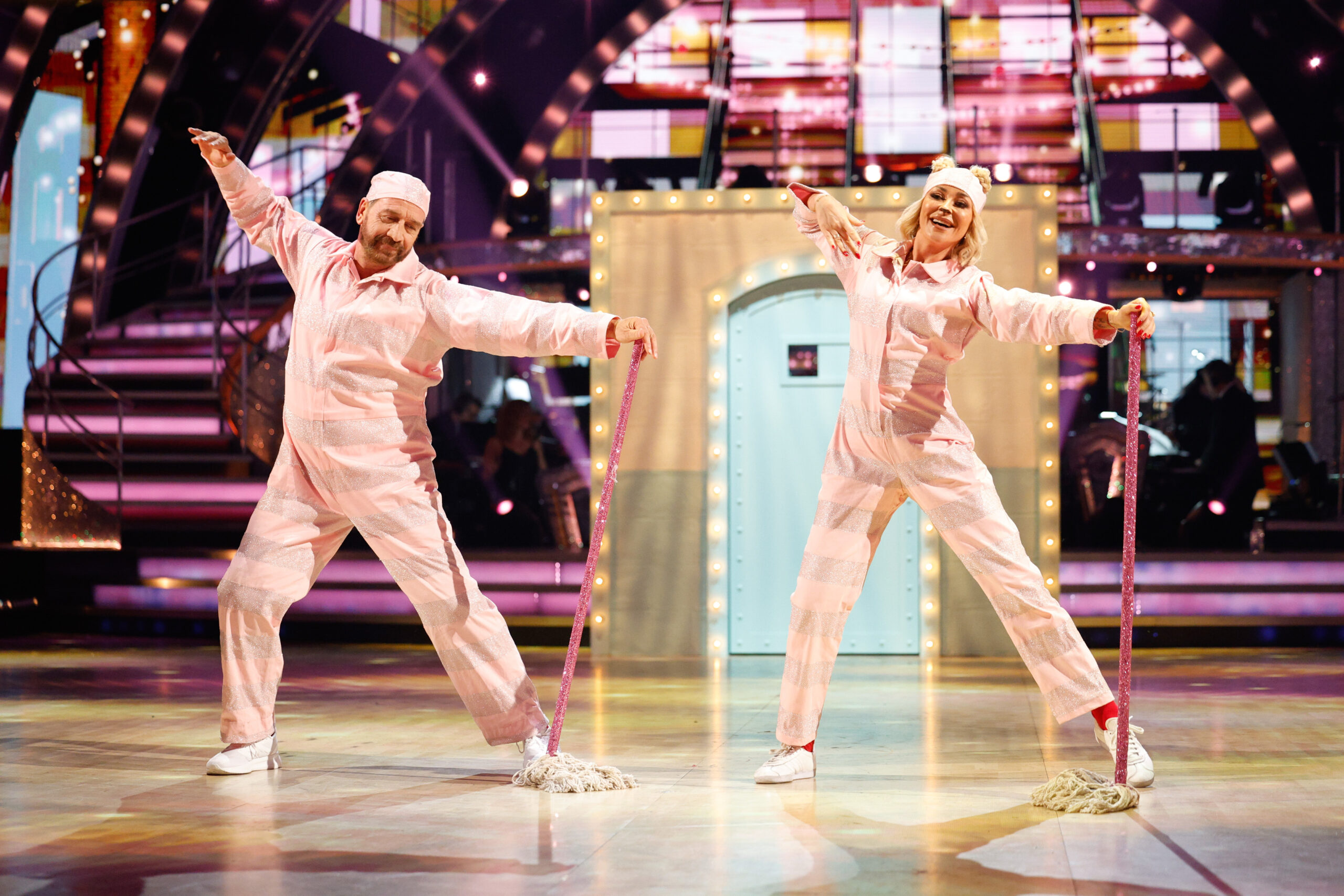 Nick Knowles and Luba Mushtuk dancing in pyjamas on Strictly