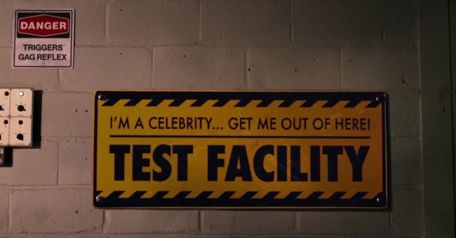 I'm A Celebrity test facility sign