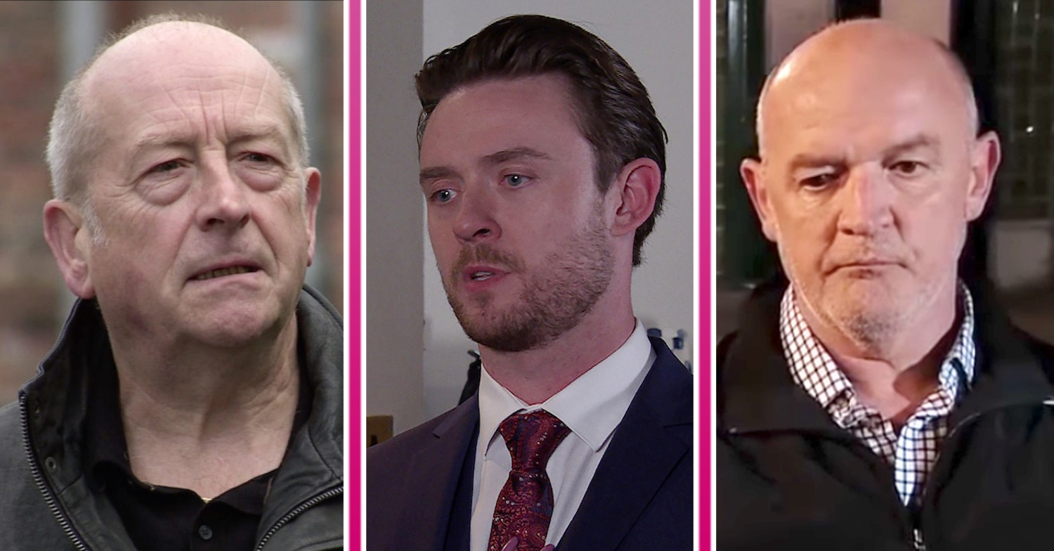 Composite image of Geoff, Joel and Pat on Corrie (Credit: ITV/Composite: ED)