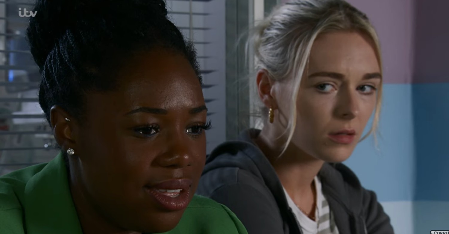 Dee-Dee and Lauren looking upset on Corrie