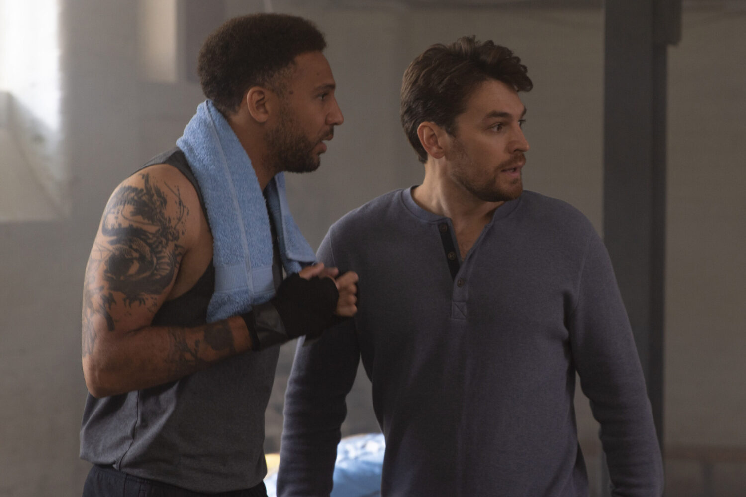 Mack and Billy talking on Emmerdale