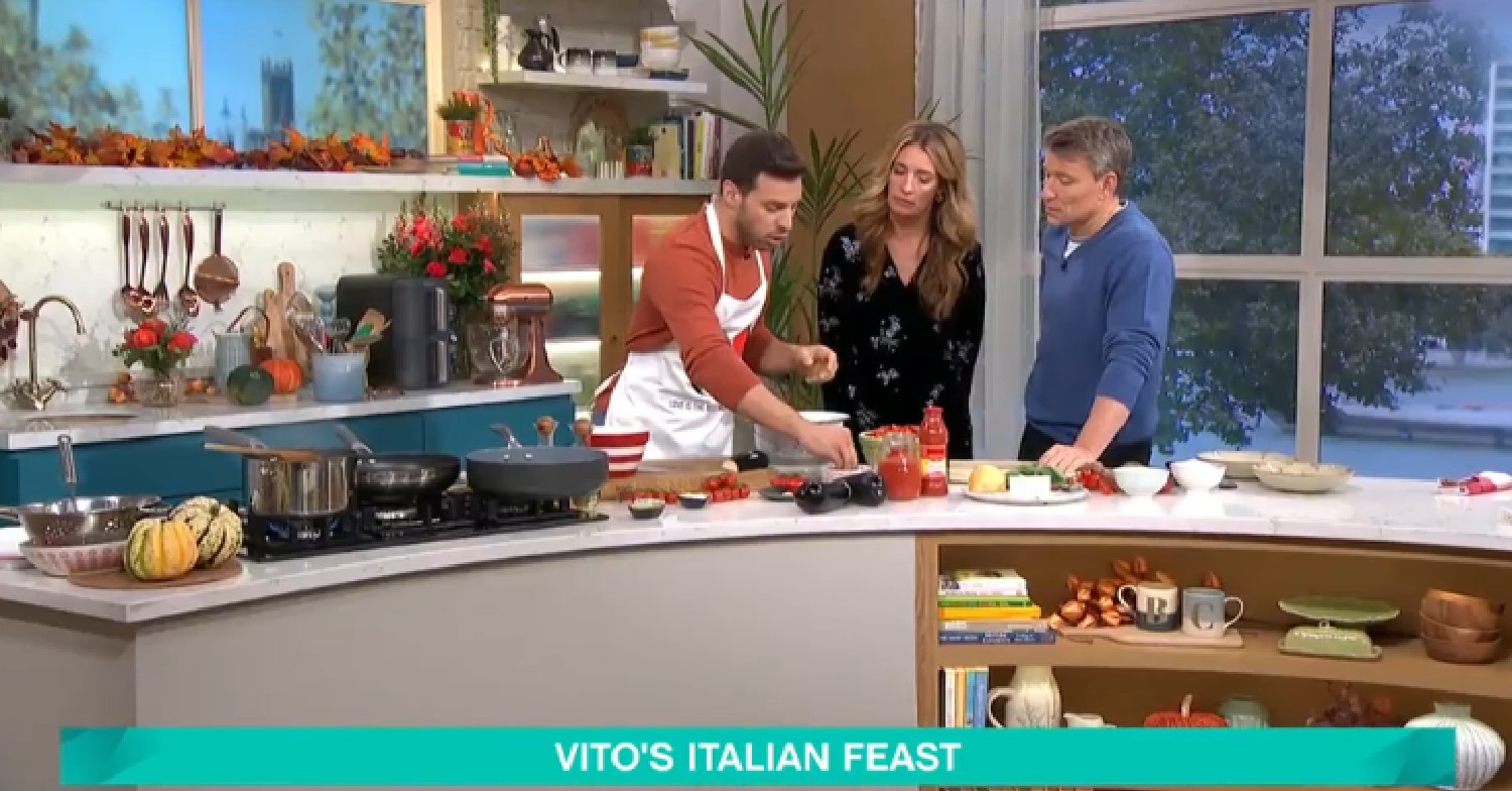 Vito Coppola talking to Ben and Cat in This Morning kitchen