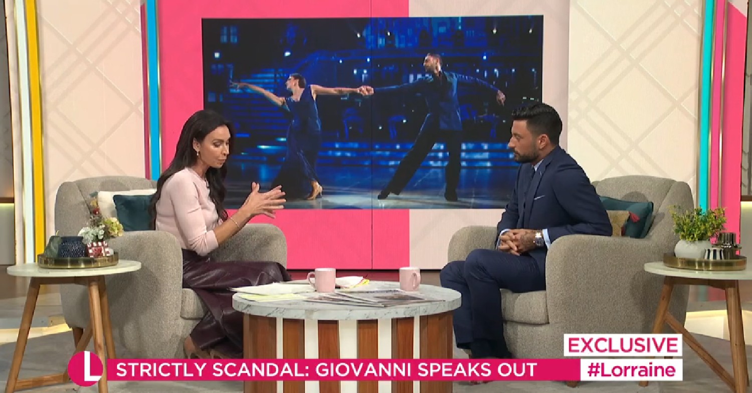 Christine Lampard talking with Giovanni Pernice on Lorraine today