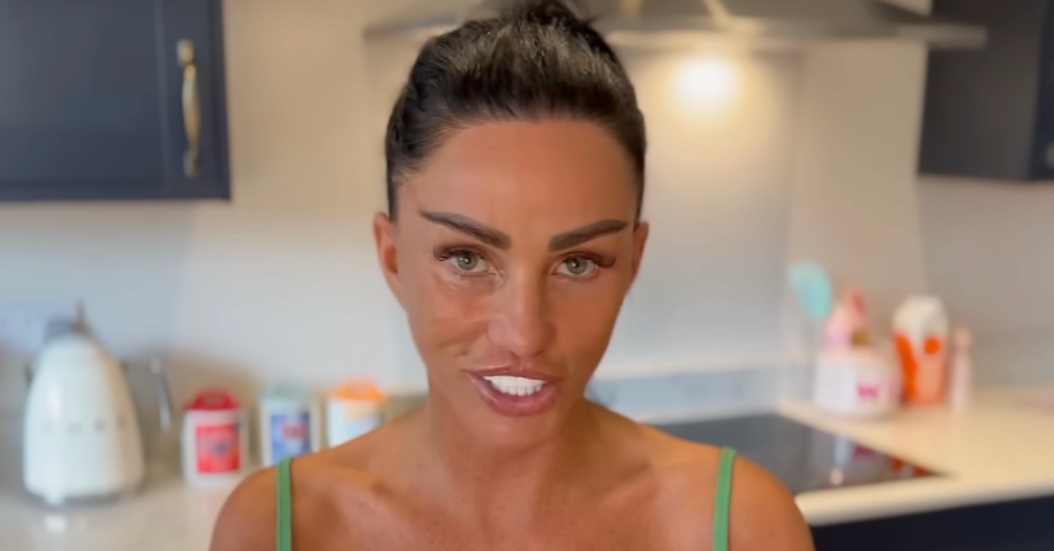 Katie Price talking in her kitchen