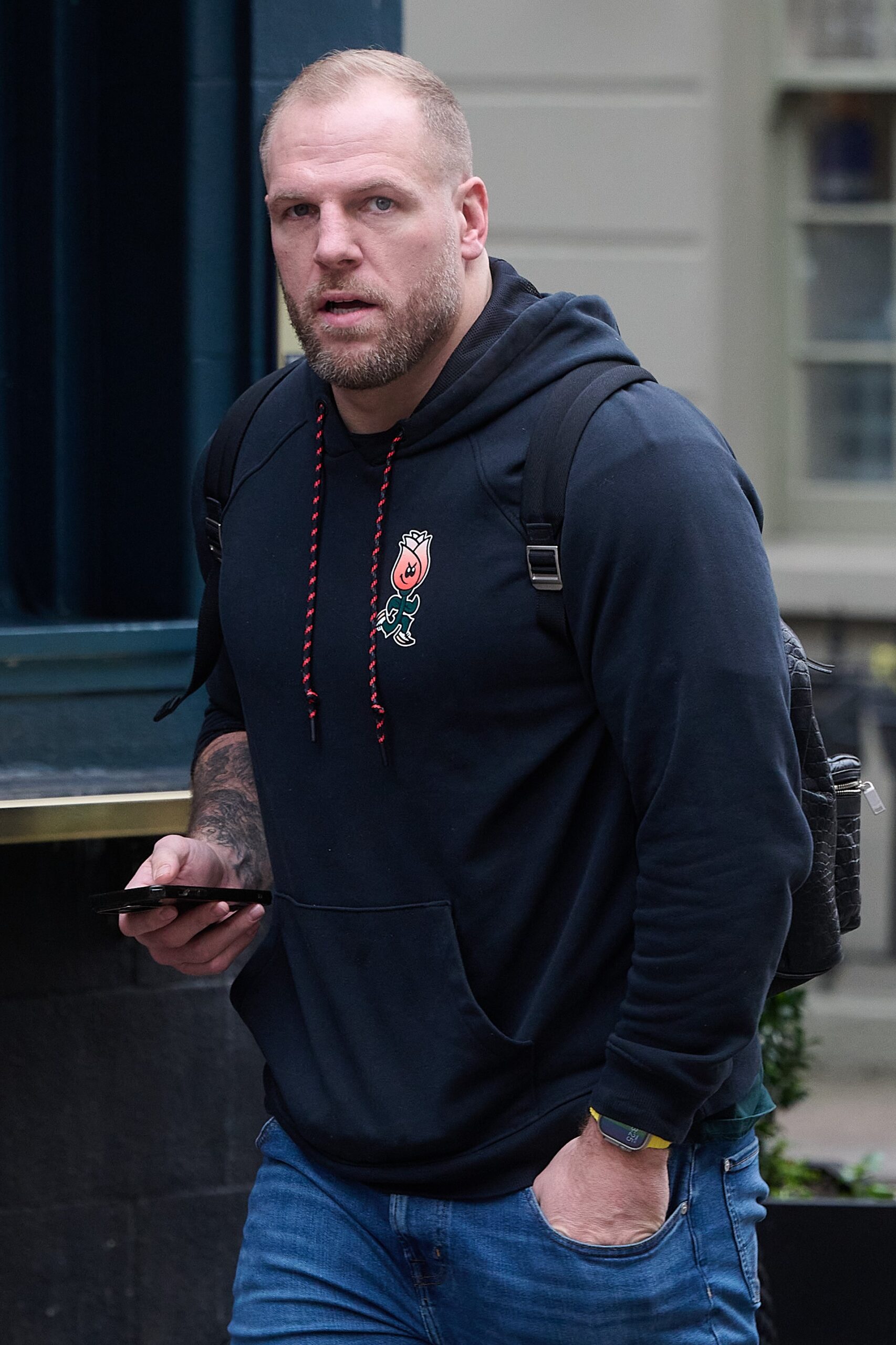 James Haskell looks glum on day out