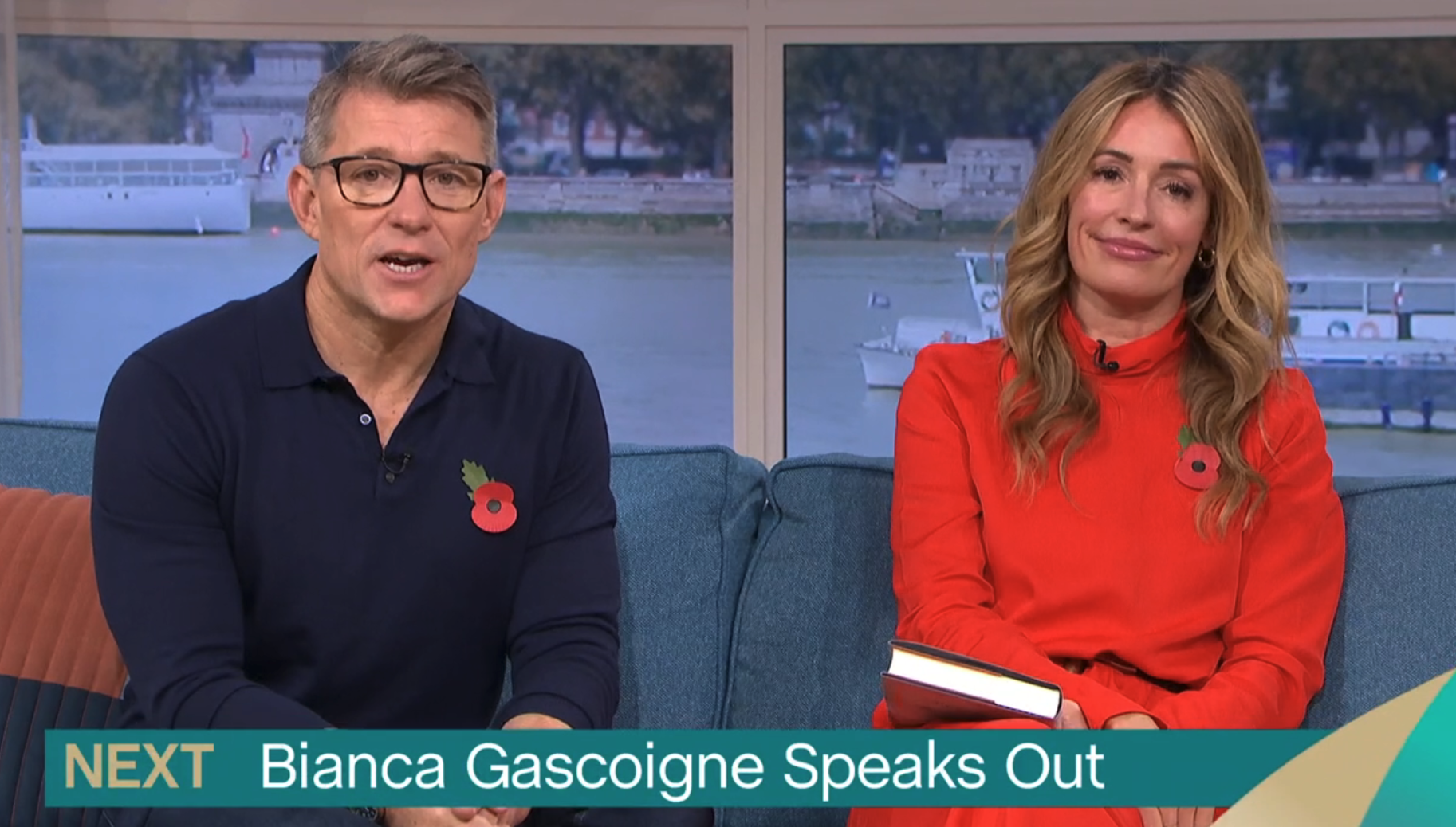 This Morning presenters Ben Shephard and Cat Deeley wearing their poppies