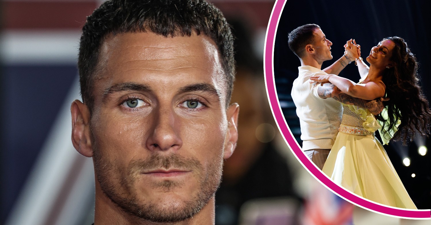 Gorka Marquez looking serious and dancing with Dr Punam on Strictly inset