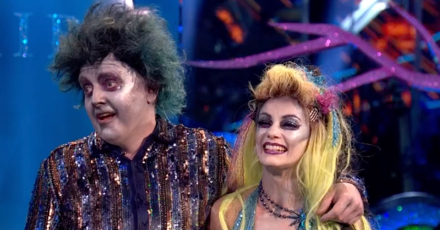 Chris and Dianne dressed up smiling on Strictly