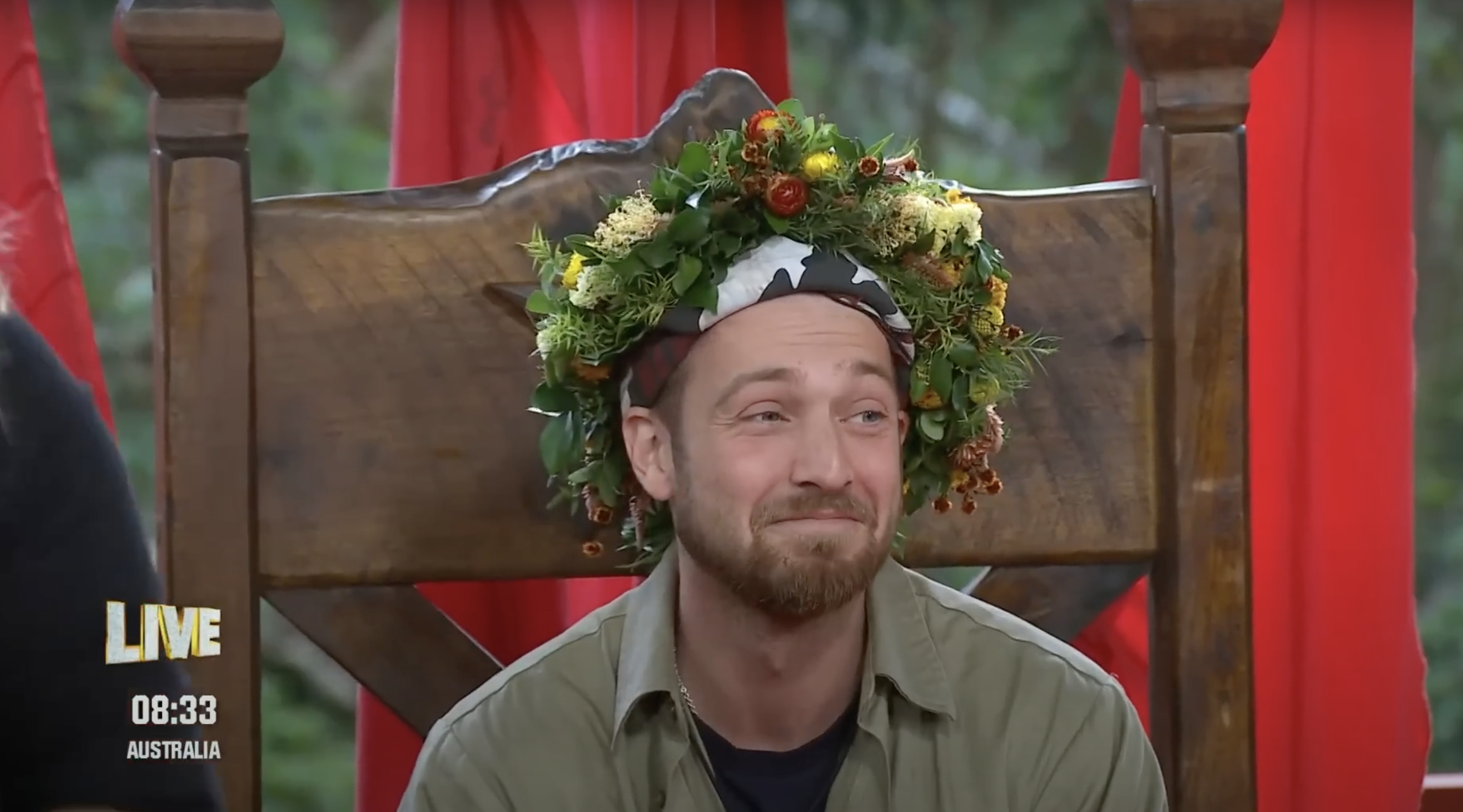 Sam Thompson being crowned King of the Jungle on I'm A Celebrity