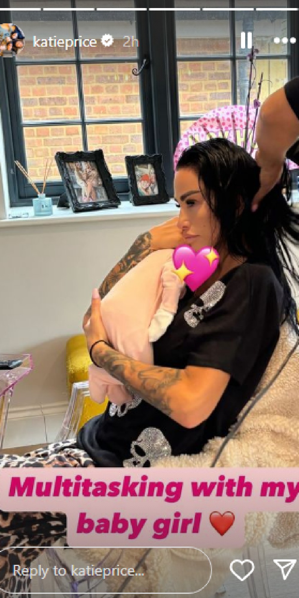 Katie Price cuddling baby on Instagram