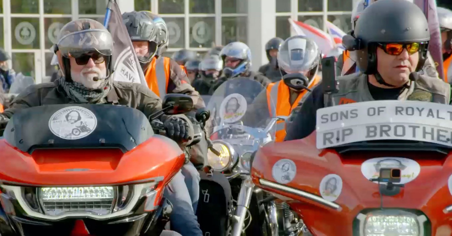 Si King during motorcycle convoy in memory of Dave Myers