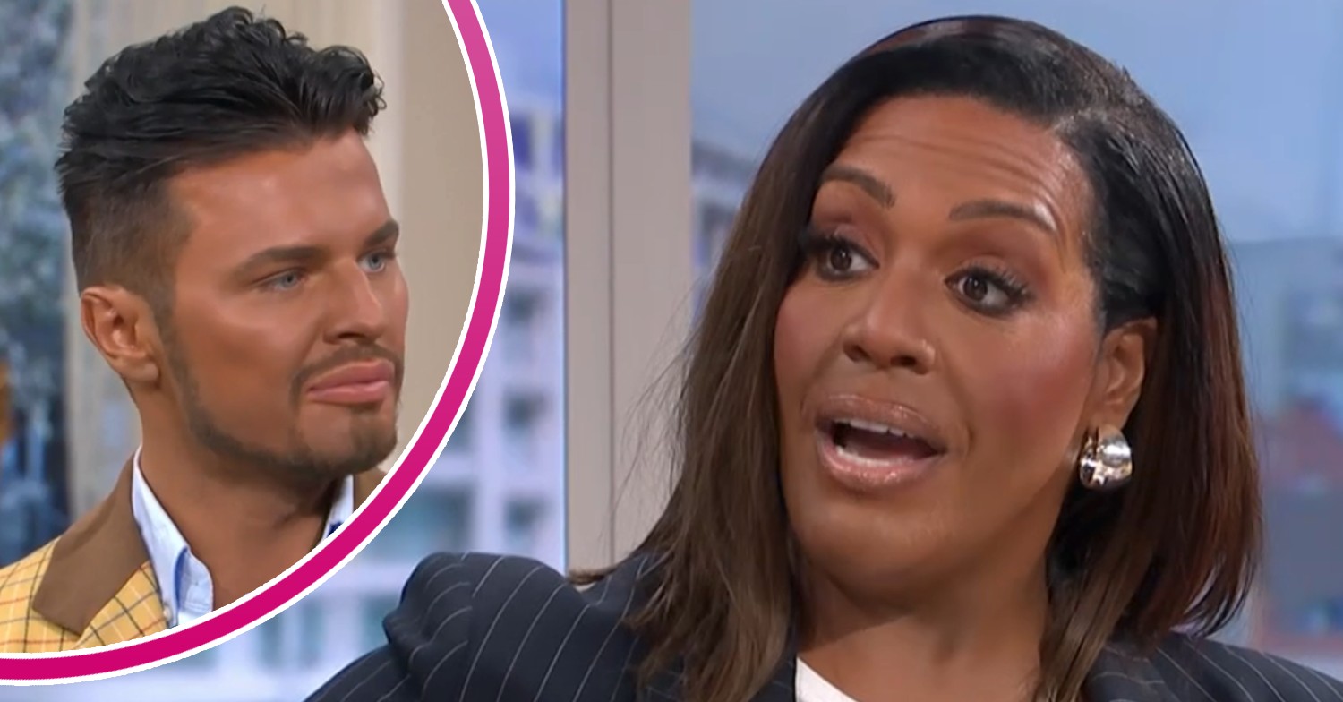 Alison Hammond speaking on This Morning and Jimmy Featherstone inset