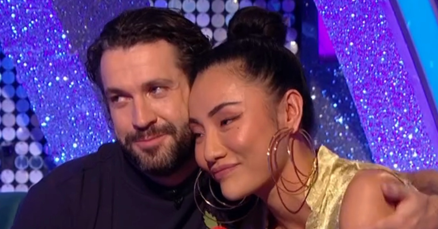 Shayne Ward and Nancy Xu hugging on It Takes Two