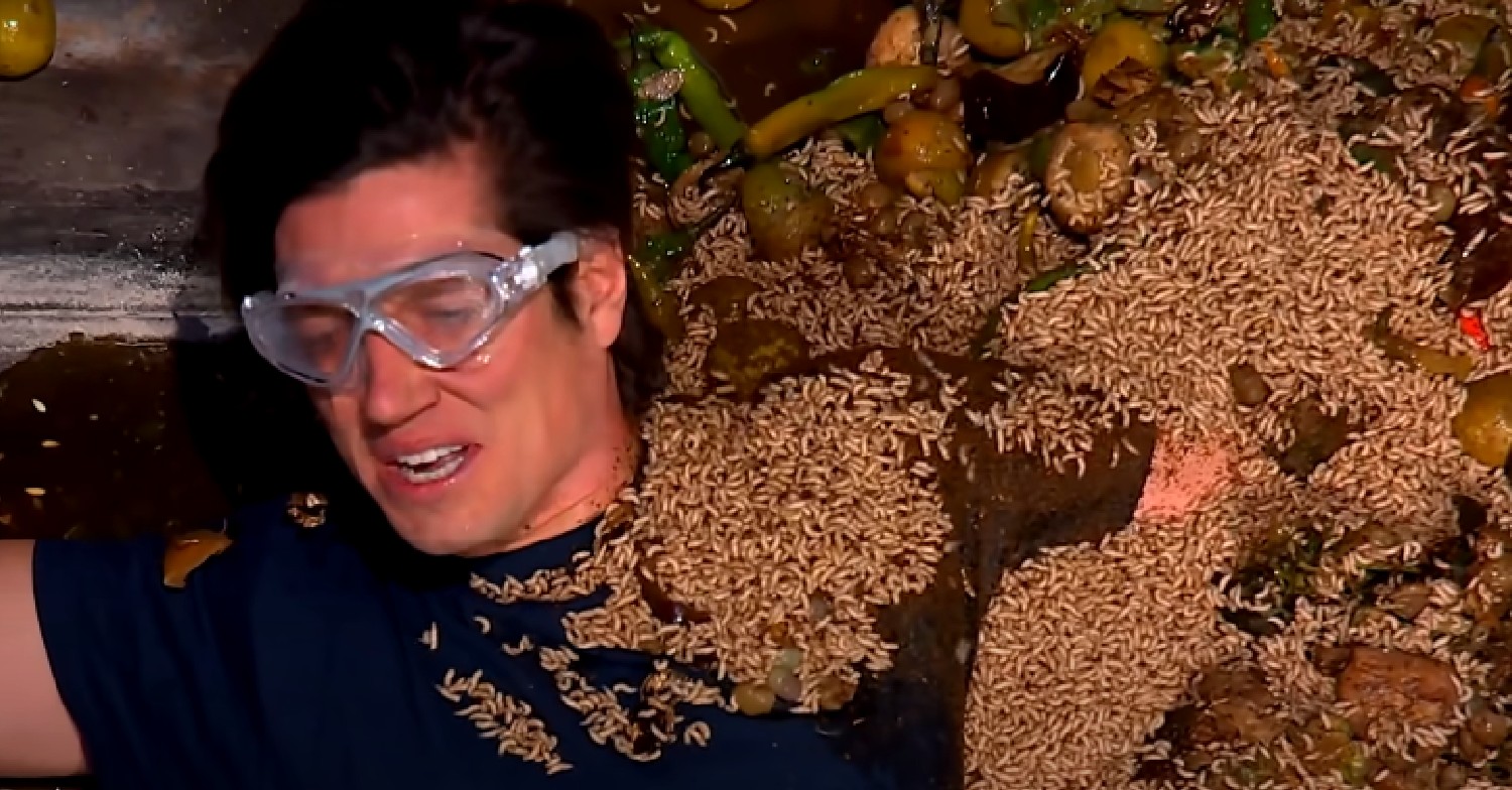 Vernon Kay covered in critters on I'm A Celebrity