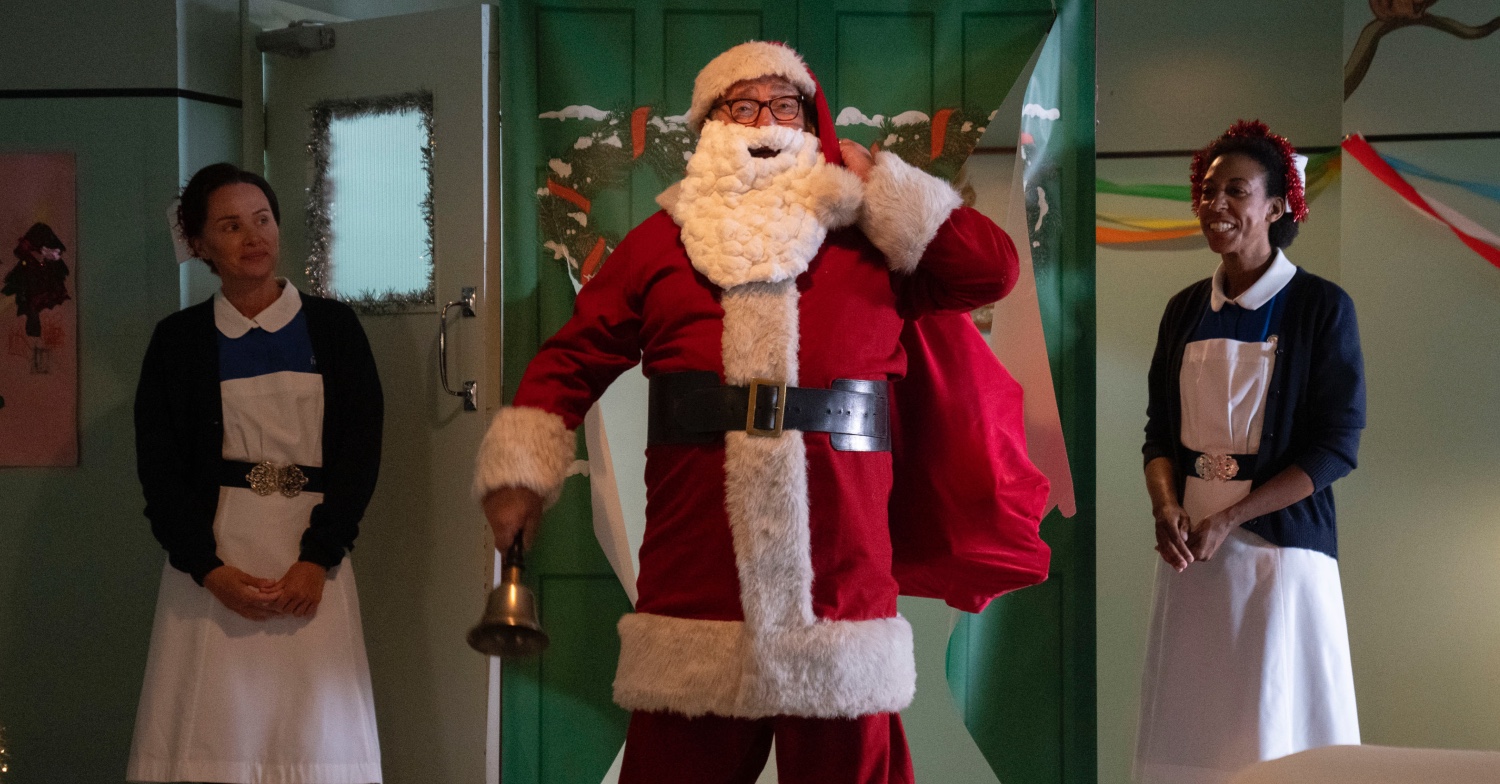 Fred Buckle dressed as Santa on Call the Midwife