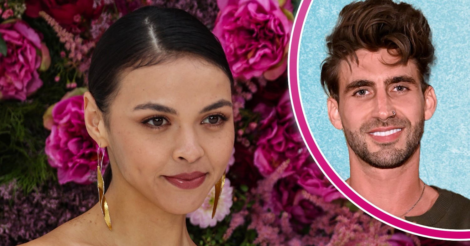 Vanessa Bauer posing at event and Chris Taylor in Dancing On Ice 2025 promo pic