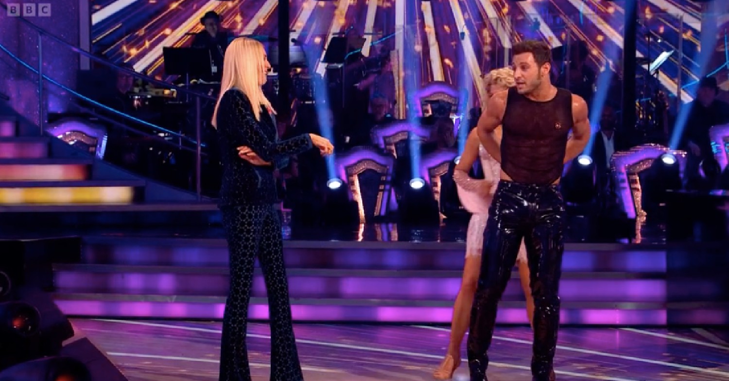 Sarah checking Vito on Strctly 