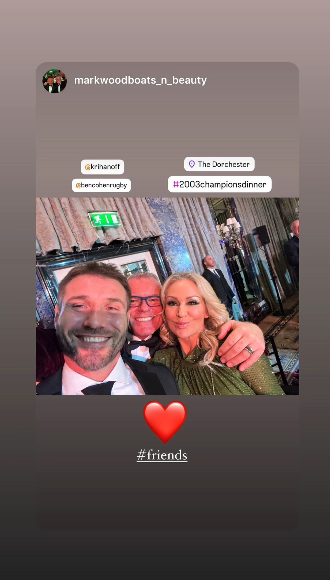 Kristina Rihanoff and Ben Cohen at a party with a friend