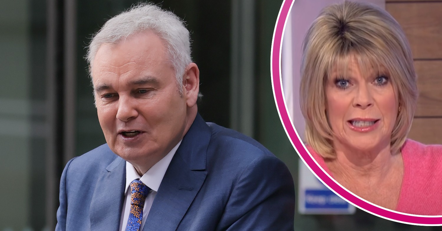 Eamonn Holmes in blue suit and Ruth Langsford speaking on Loose Women