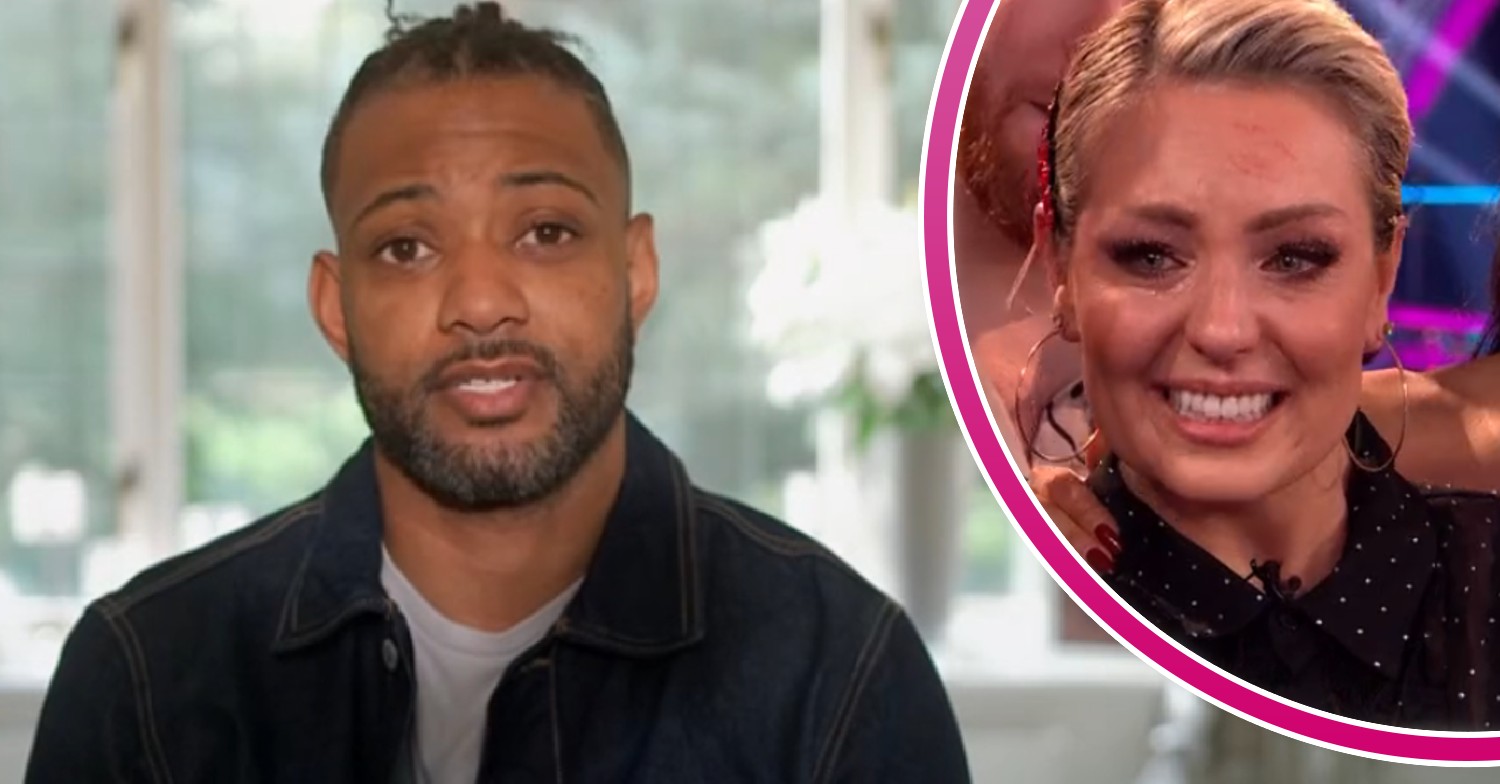 JB Gill speaking on Strictly and Amy Dowden looking tearful