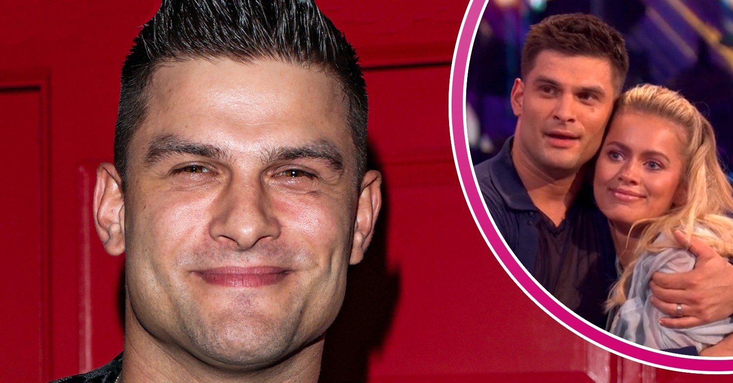 Aljaz Skorjanec smiling and with Tasha on Strictly inset