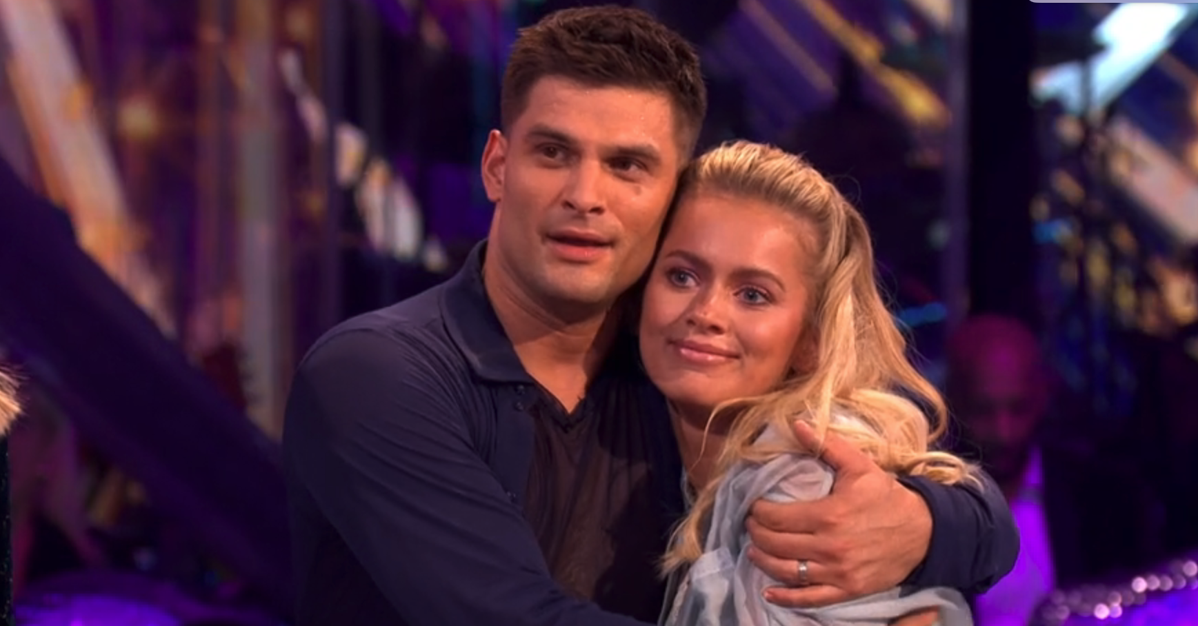 Aljaz Skorjanec cuddling Tasha Ghouri on Strictly