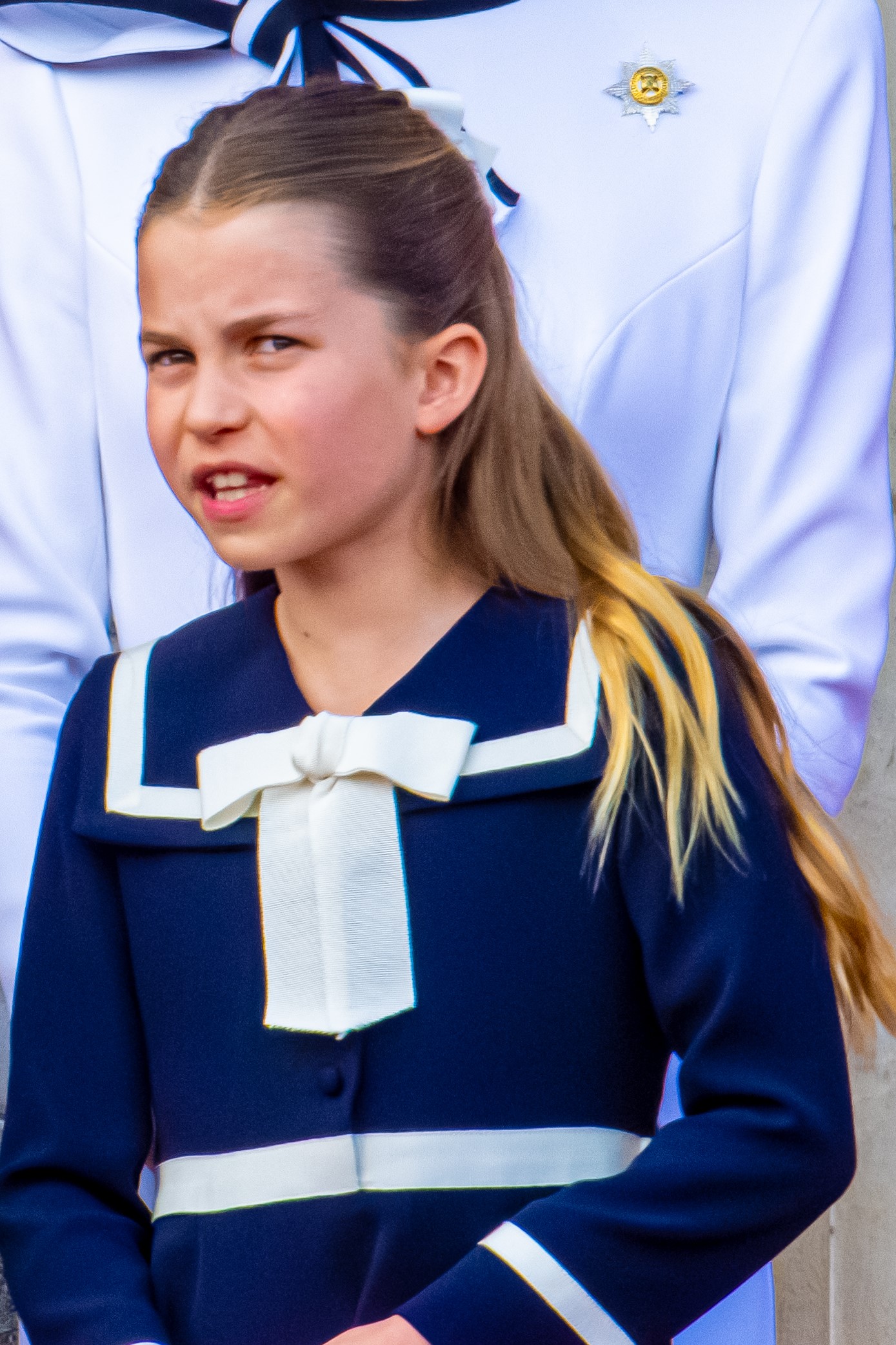 Princess Charlotte pulling a face on balcony at Trooping the Colour