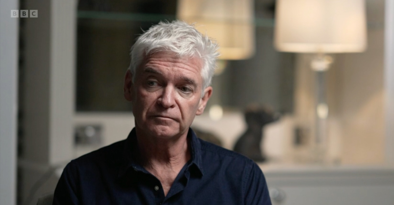 Phillip Schofield looking sad during an interview 