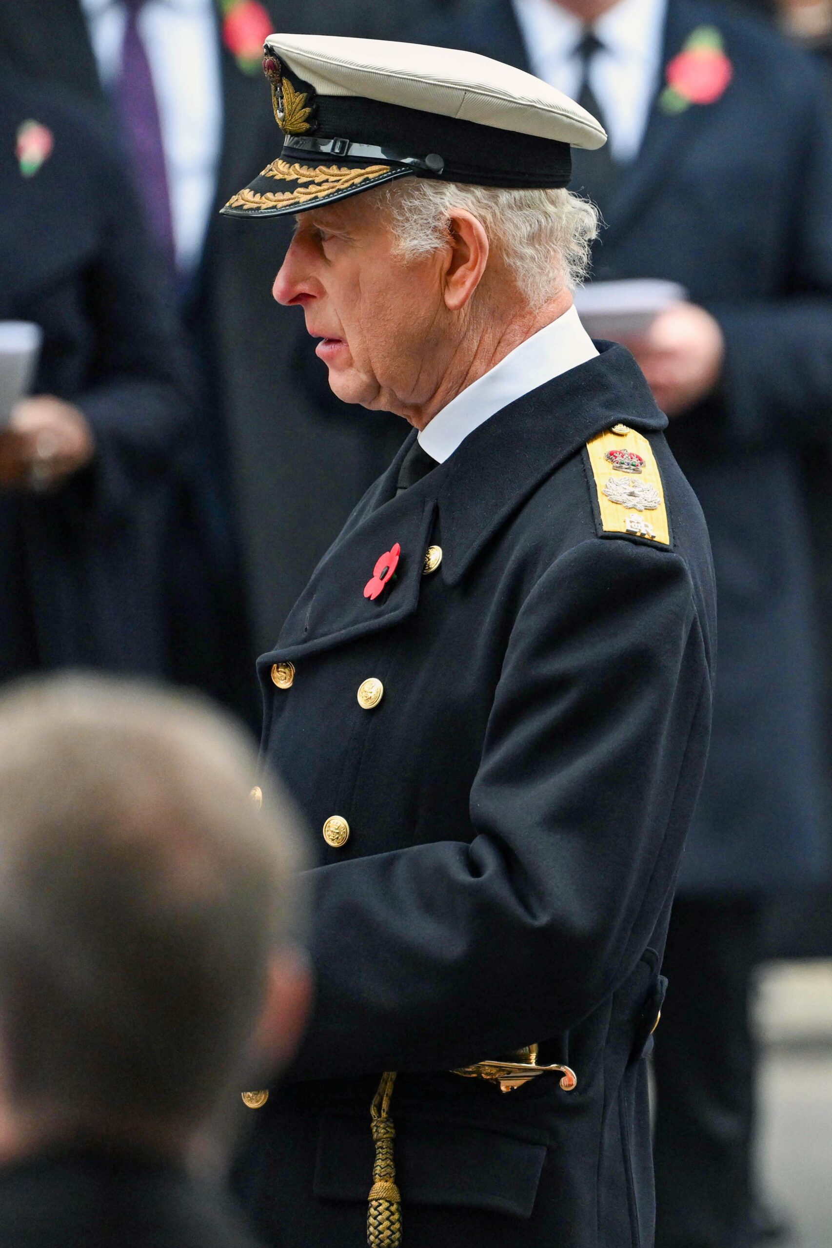 King Charles looks emotional at Remembrance Sunday service