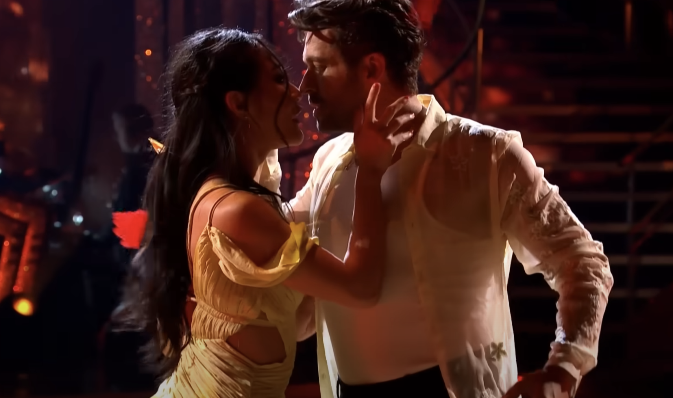 Nancy Xu and Shayne Ward perform their dance routine in the Strictly ballroom