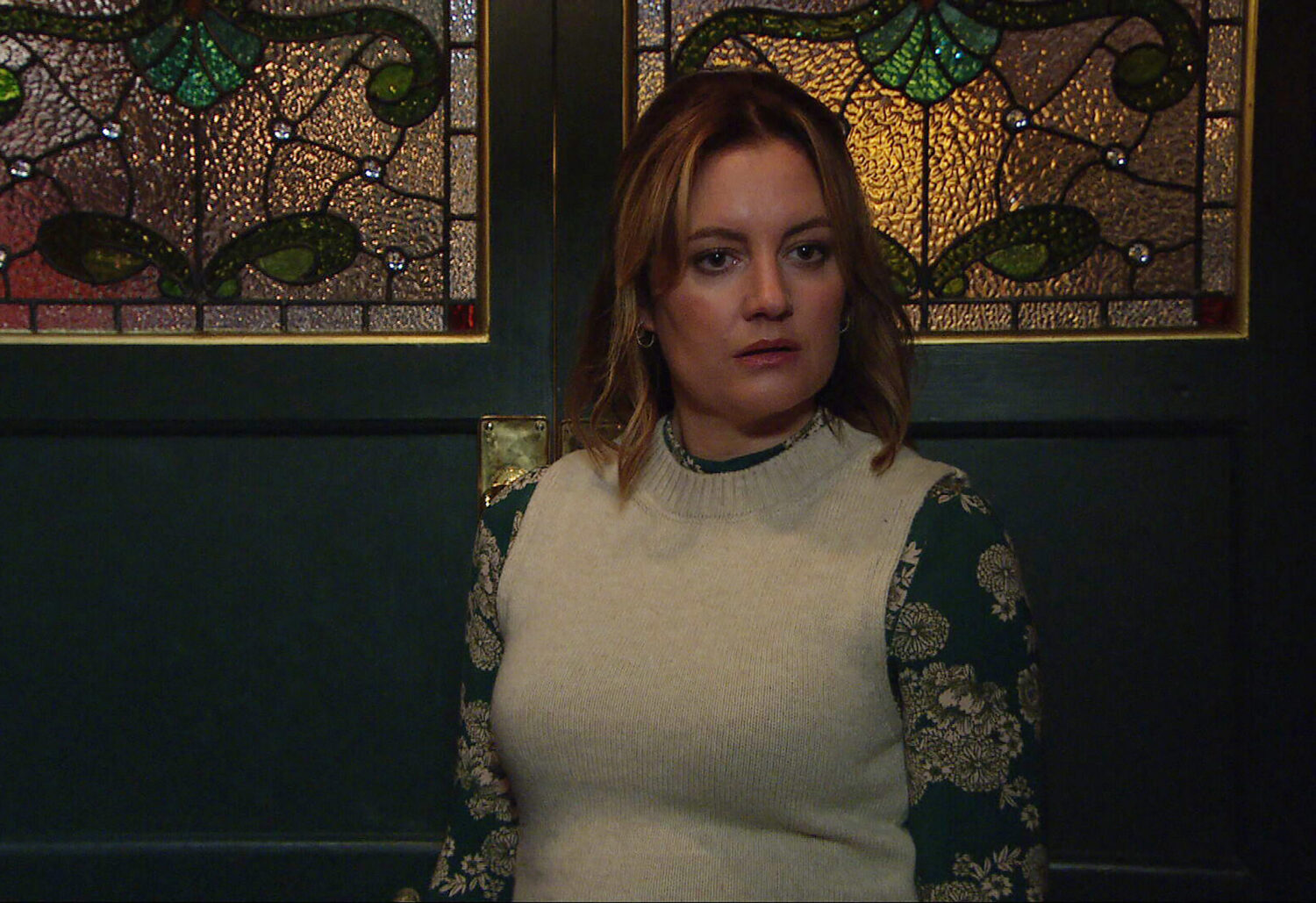 Ella looking livid in the pub