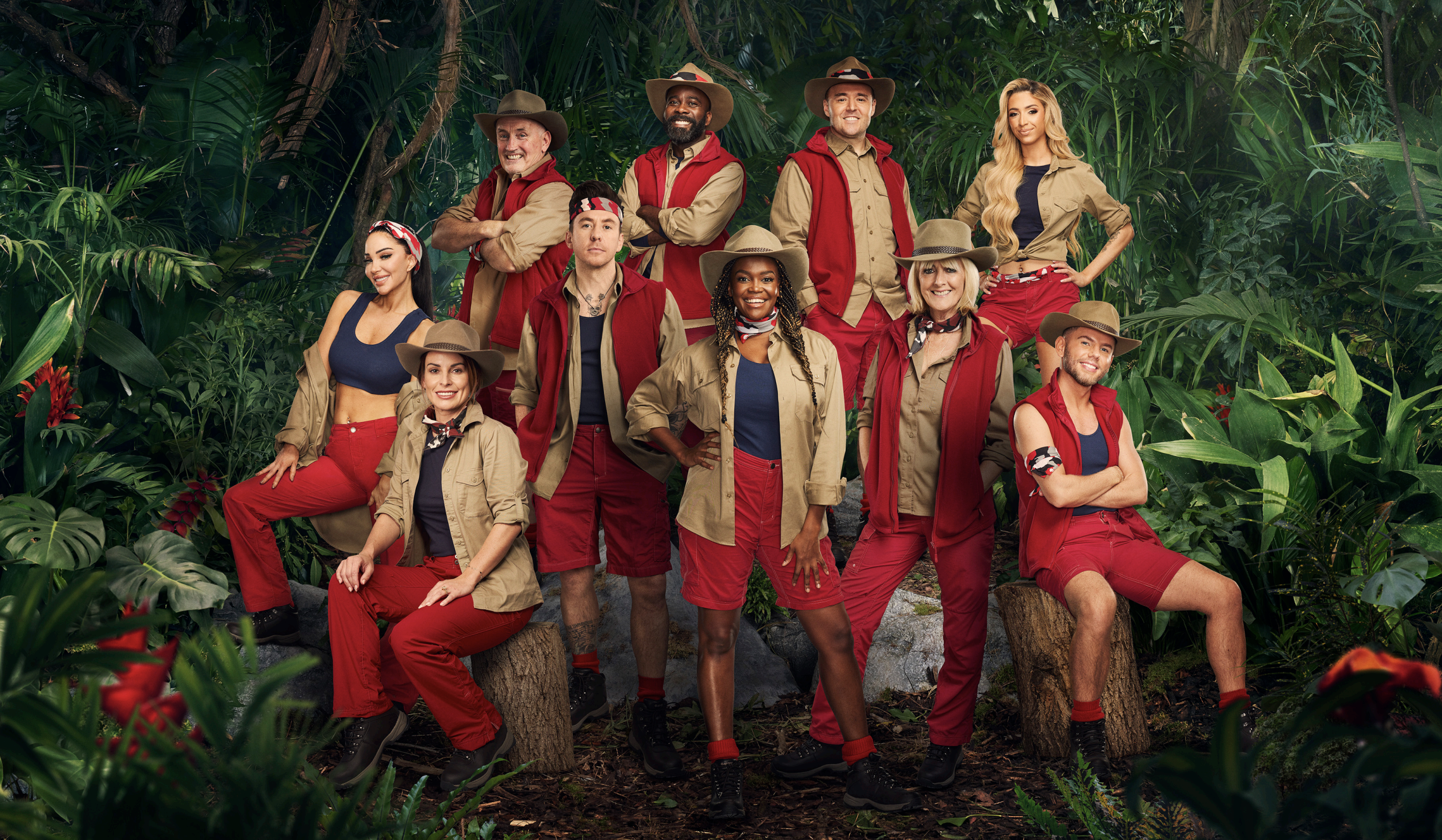 The full cast of I'm A Celebrity 2024 pose together in the jungle for a group photo
