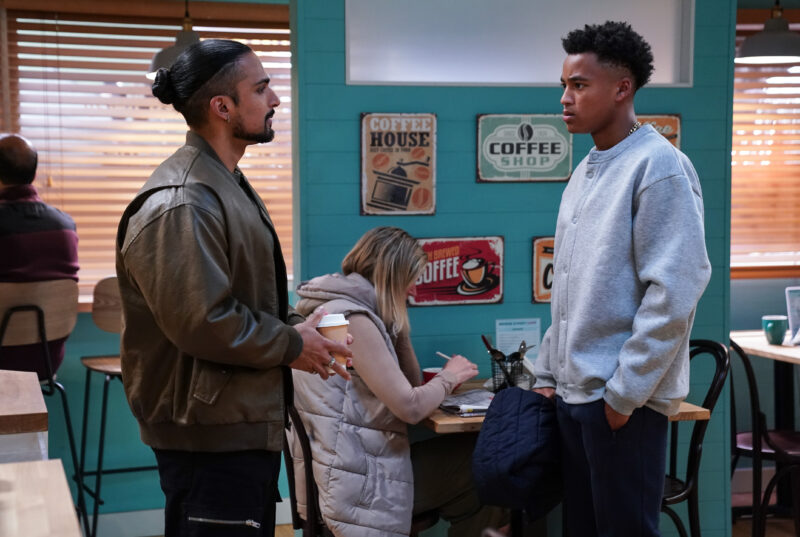 Denzel talks to Ravi on EastEnders