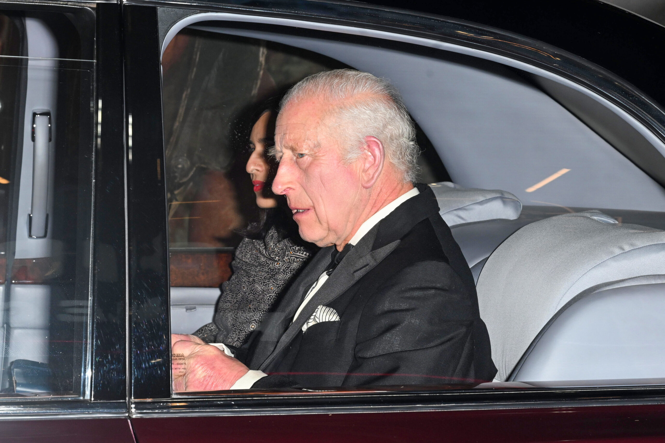 King Charles in car travelling to Gladiator II premiere