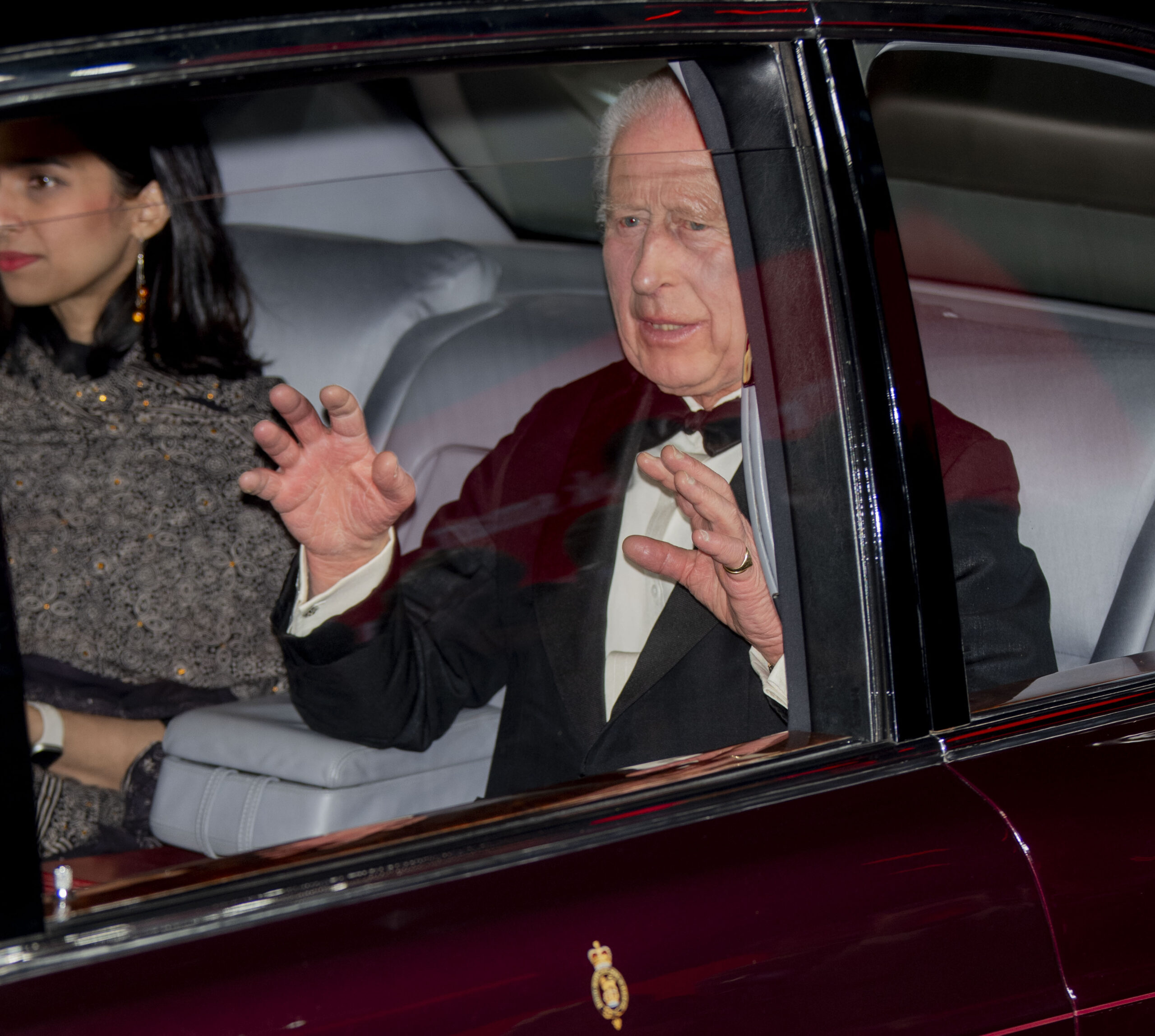 King Charles with his hands up at Gladiator premiere
