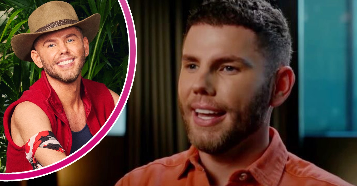 I'm A Celebrity star Dean McCullough speaking to camera and in his jungle kit