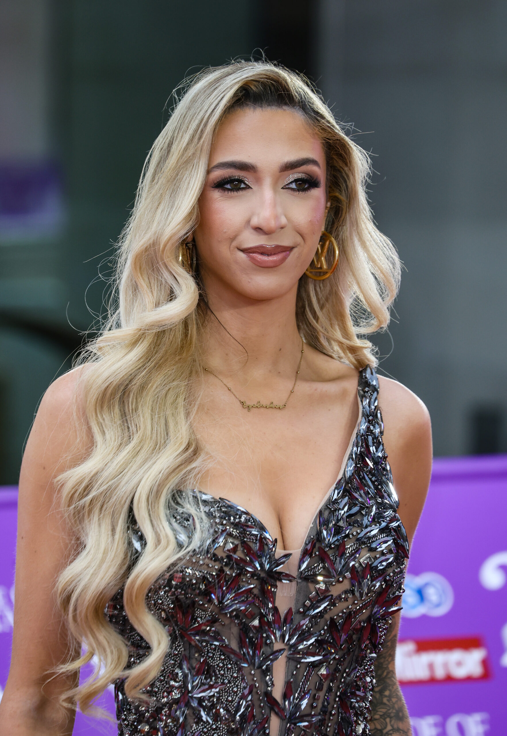 GK Barry in a glittery dress on the red carpet