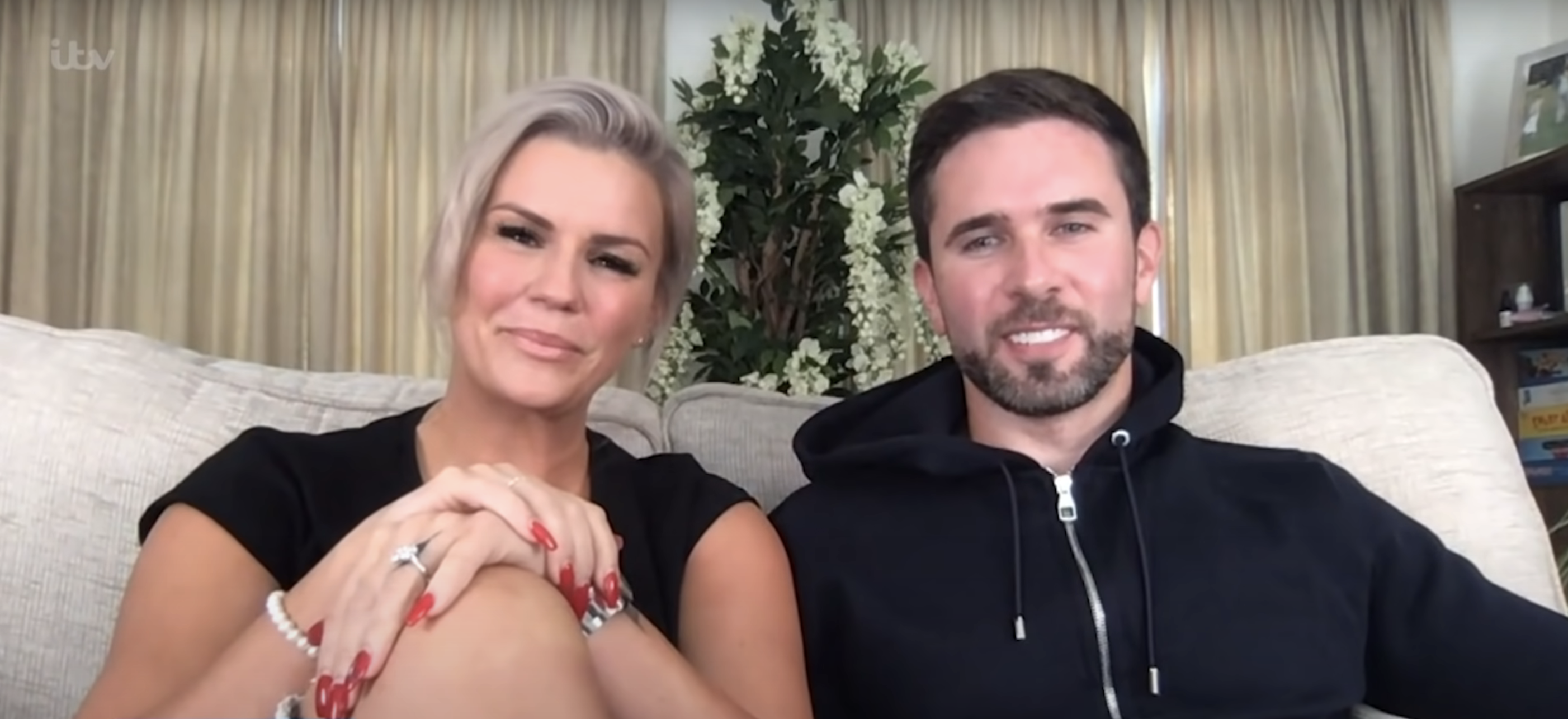 Kerry Katona and Ryan Mahoney sitting side by side while being interviewed on Loose Women