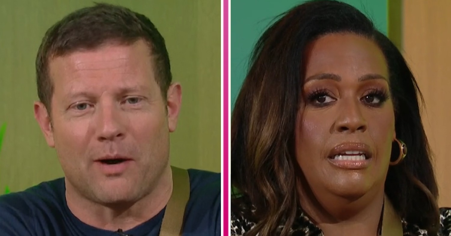 ED! composite of Dermot O'Leary and Alison Hammond looking expressive and worried on This Morning today