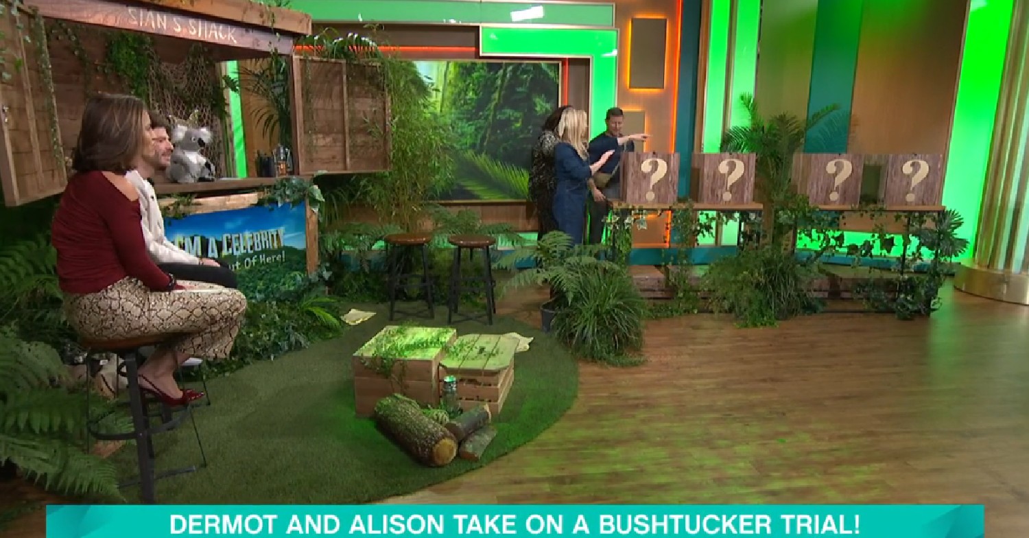 Dermot O'Leary and Alison Hammond taking on I'm A Celebrity trial on This Morning today