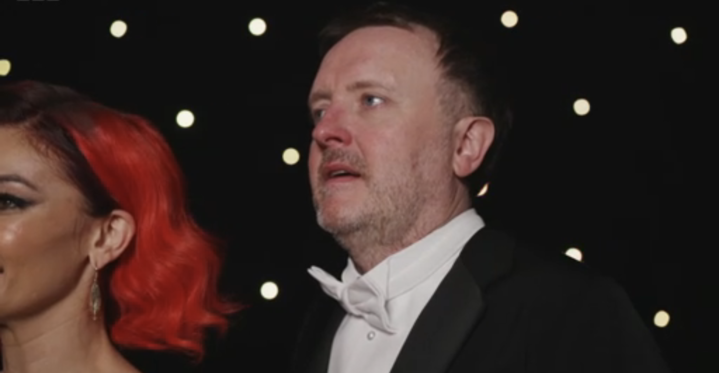 Chris McClausland watches nervously as the results come in on Strictly