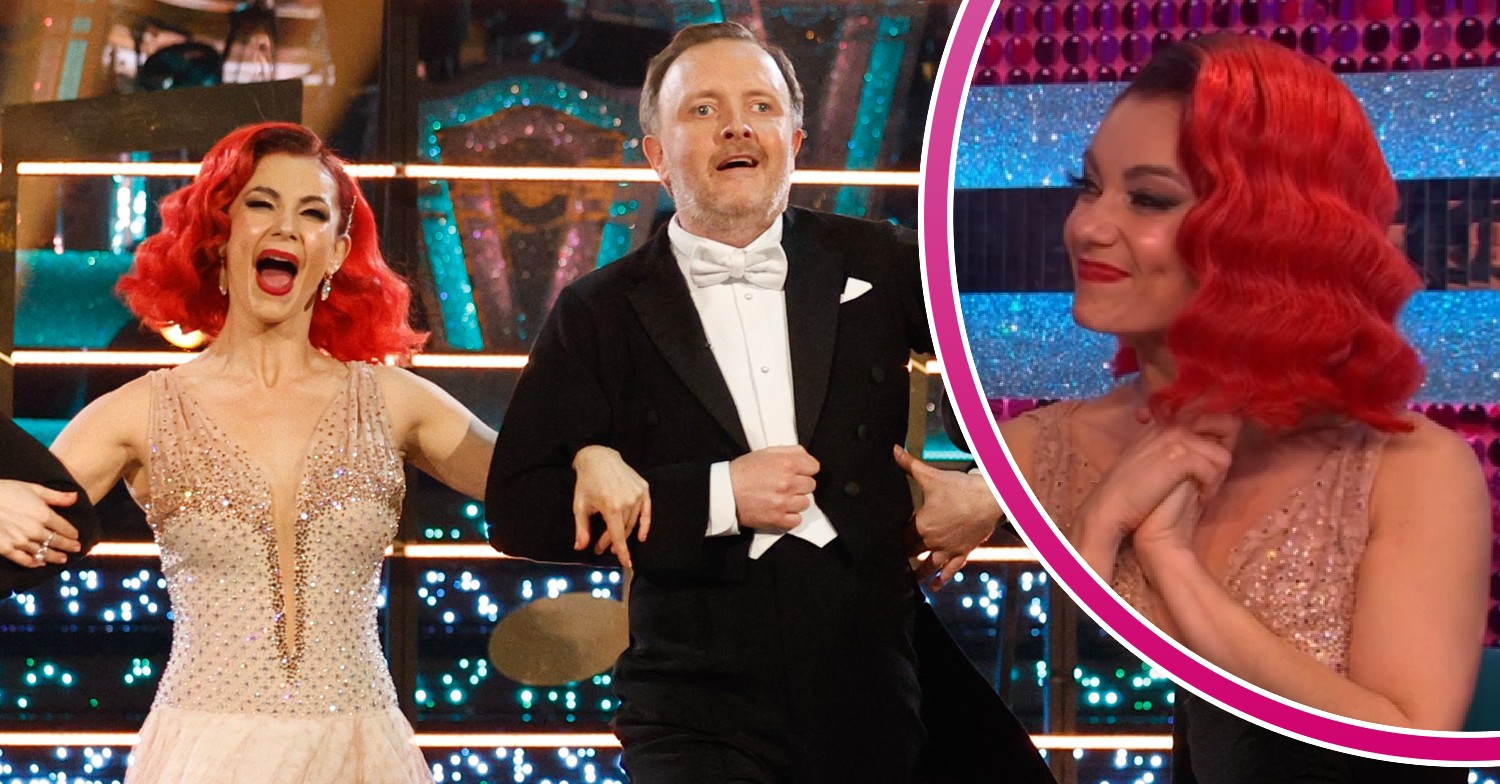 ED! composite of Dianne Buswell and Chris McCausland dancing on Strictly and Dianne beaming on results show
