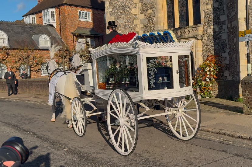 Liam Payne's coffin in carriage at funeral