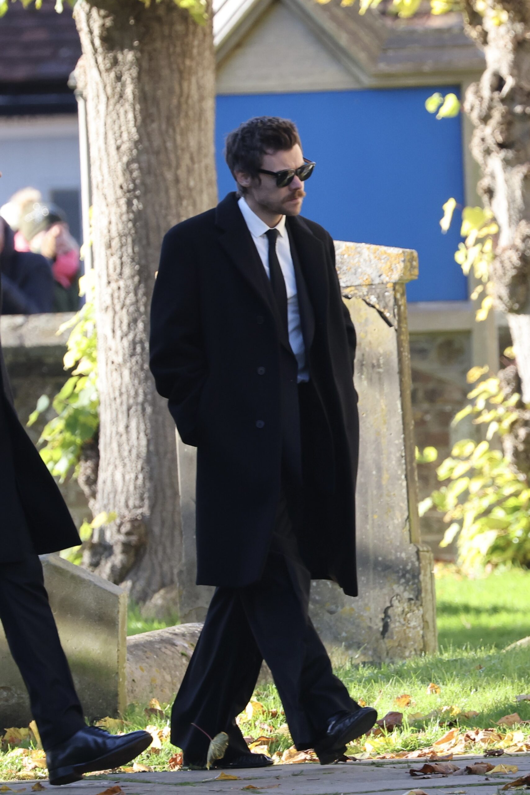 Harry Styles in black coat at Liam Payne funeral