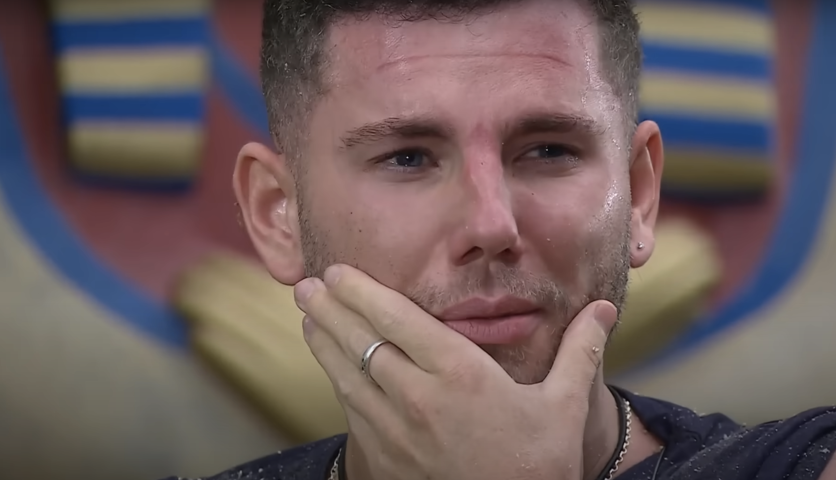 Dean McCullough crying in the I'm A Celebrity jungle