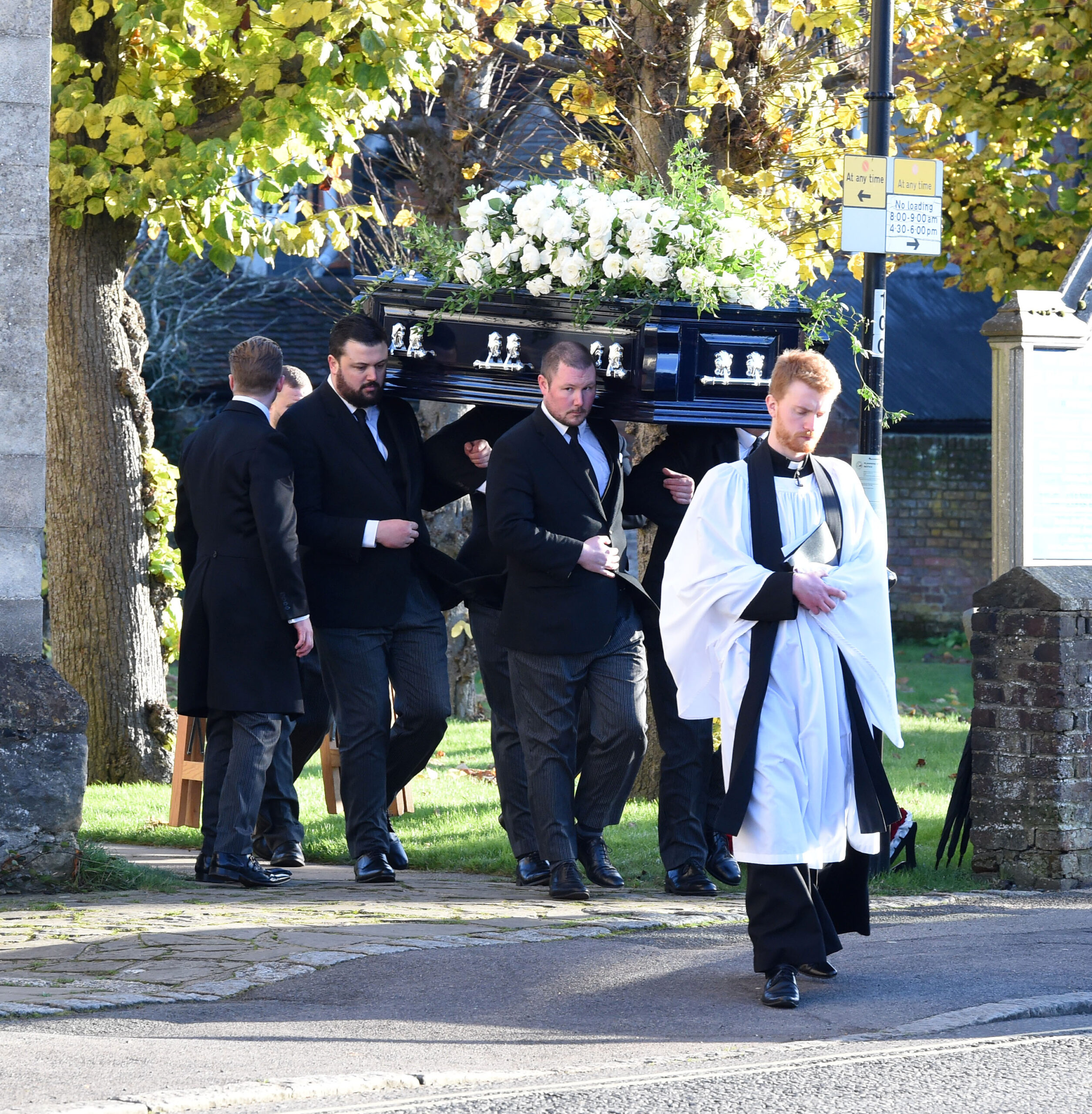Liam Payne's coffin being carried by pallbearers at his funeral