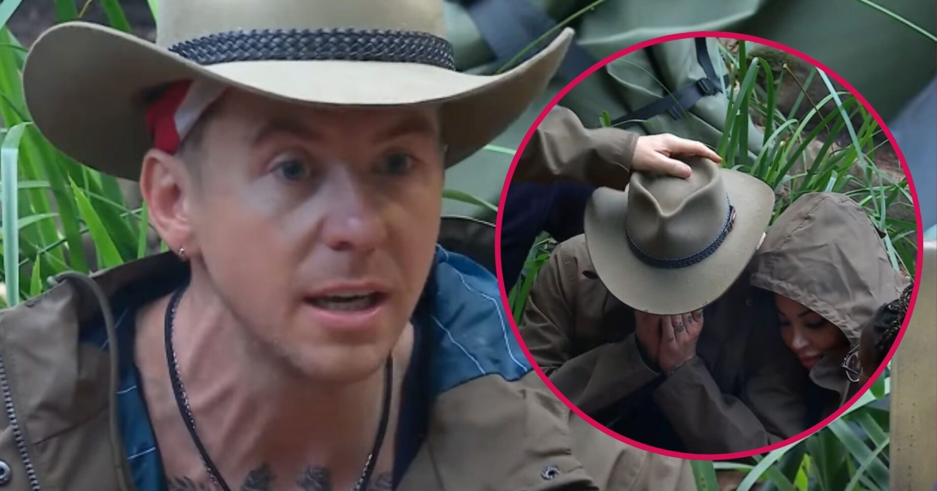ED! composite of Danny Jones emotional on I'm A Celebrity and being supported by campmates