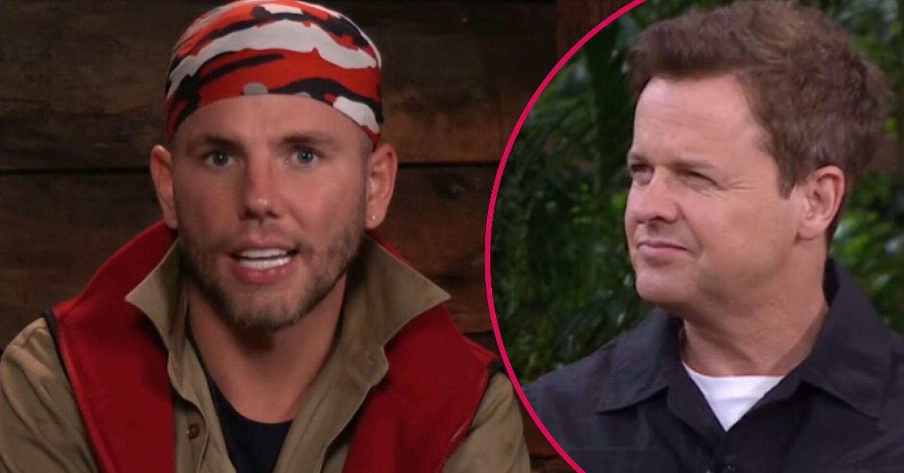 ED! composite of Dean McCullough talking in the Bush Telegraph on I'm A Celebrity and Dec Donnelly on Unpacked