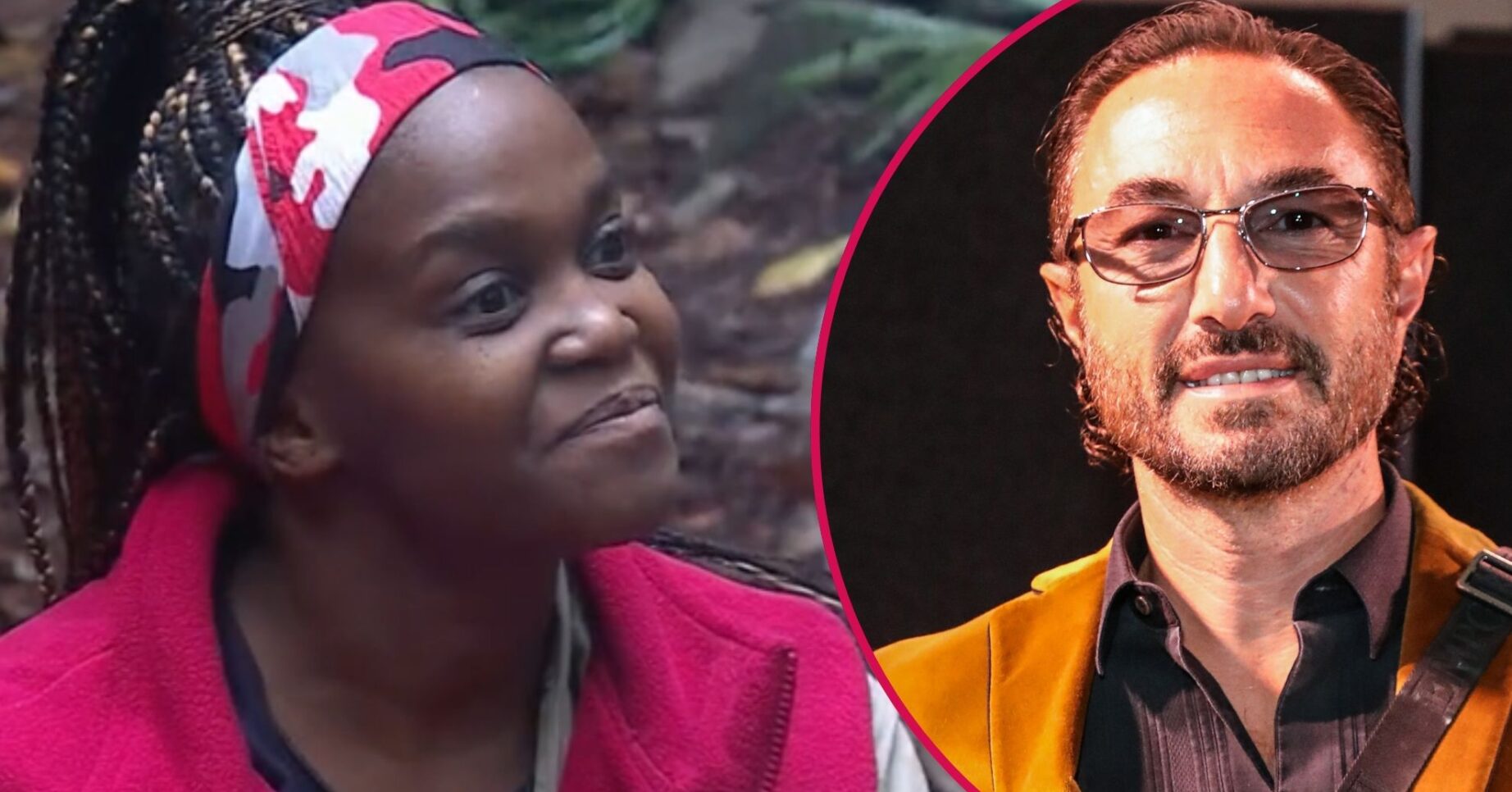 ED! composite of Oti Mabuse on I'm A Celebrity and Vincent Simone smiling at event