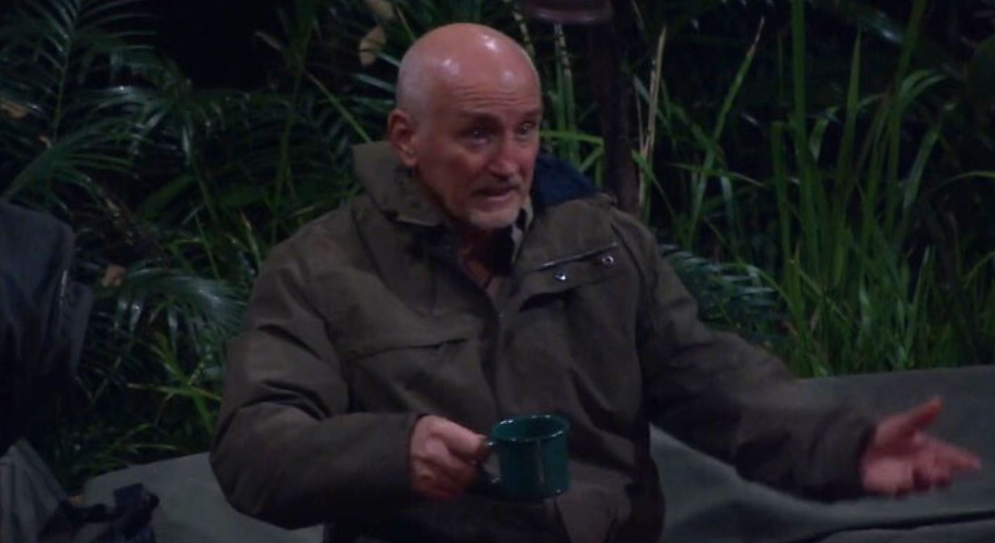 Barry McGuigan talking in I'm A Celebrity camp
